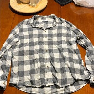 Sonoma Men's Black and White Plaid Shirt